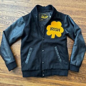 #498 University of Notre Dame Authentic Wool & Leather (AIR FORCE) Land Leather